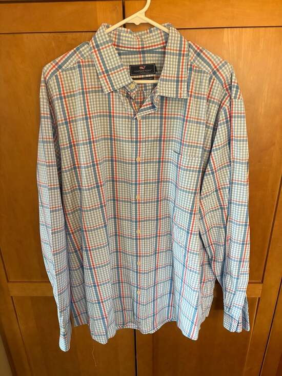 Vineyard Vines Other - Vineyard Vines Classic Fit Murray Shirt Blue Red Plaid Long Sleeve XL